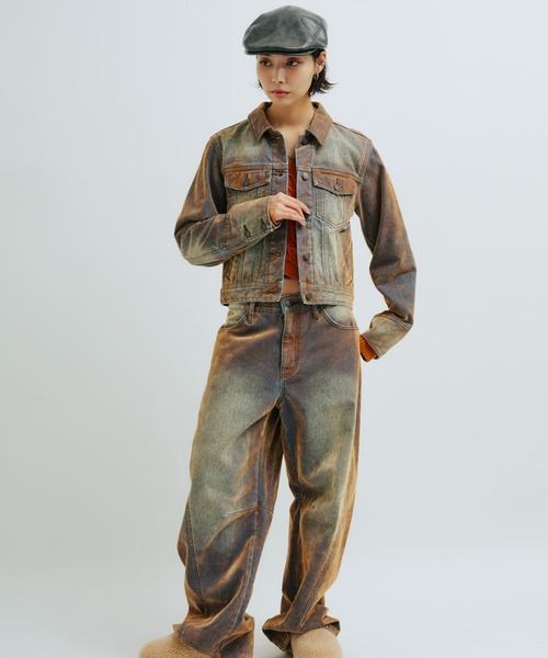 atmos pink(アトモスピンク)の「atmos pink Flocky Denim Jacket / アトモス ピンク フロッキー デニム ジャケット(デニムジャケット・レディース・ブロンズ/ネイビー・FREE)」の9枚目の写真