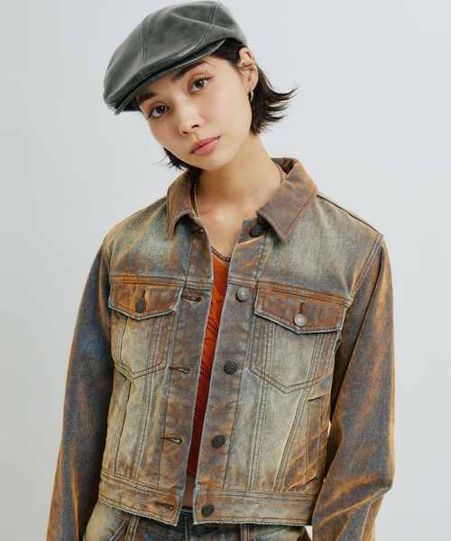 atmos pink(アトモスピンク)の「atmos pink Flocky Denim Jacket / アトモス ピンク フロッキー デニム ジャケット(デニムジャケット・レディース・ブロンズ/ネイビー・FREE)」の6枚目の写真