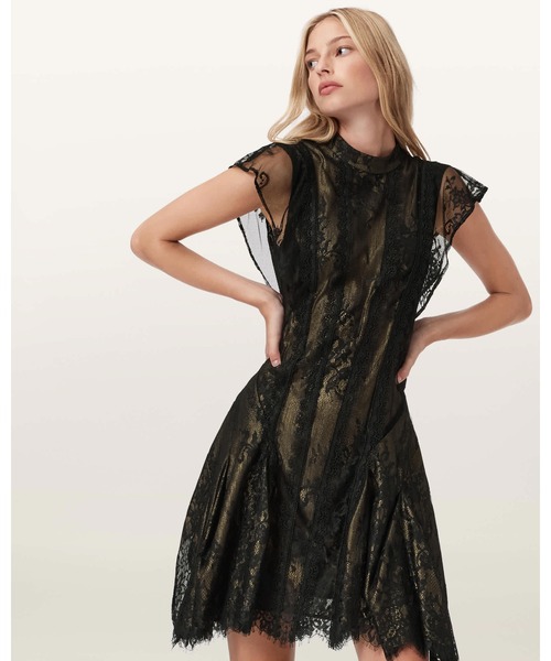 ALLSAINTS クルーネック　アシンメトリー　スケ　ドレス ALLSAINTS クルーネックアシンメトリースケドレス