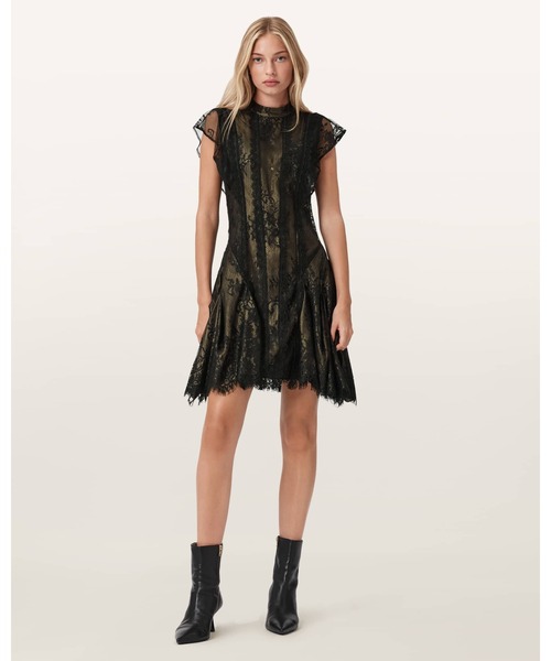 ALLSAINTS（オールセインツ）の「FLEUR TEXTURED ASYMMETRIC HEM DRESS | FLEUR テクスチャード アシンメトリー ヘム ドレス・ワンピース（ワンピース・レディース・ゴールド系その他・4/6/8/10/12）」の18枚目の写真