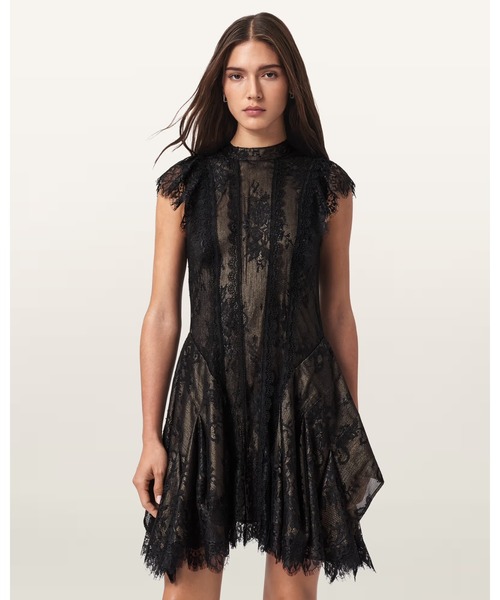 ALLSAINTS（オールセインツ）の「FLEUR TEXTURED ASYMMETRIC HEM DRESS | FLEUR テクスチャード アシンメトリー ヘム ドレス・ワンピース（ワンピース・レディース・ゴールド系その他・4/6/8/10/12）」の11枚目の写真