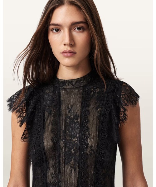 ALLSAINTS（オールセインツ）の「FLEUR TEXTURED ASYMMETRIC HEM DRESS | FLEUR テクスチャード アシンメトリー ヘム ドレス・ワンピース（ワンピース・レディース・ゴールド系その他・4/6/8/10/12）」の12枚目の写真