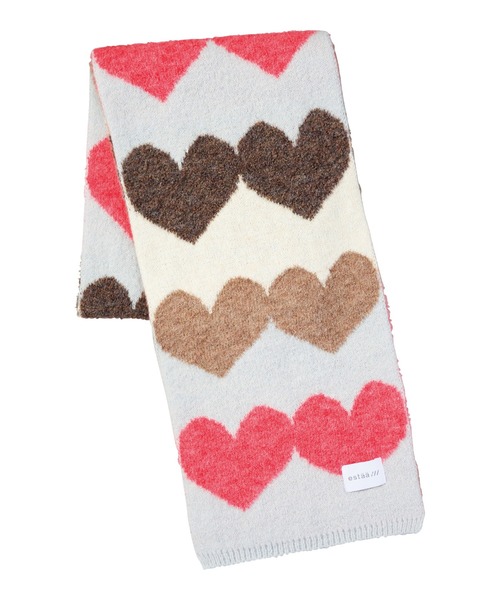 estaa（エスタ）の「ニットマフラー 洗える "ハート フラワー"（マフラー・レディース・ブルー/ダークブルー/ベージュ/ダークネイビー/ダークブラウン/ライトグレー/ライトベージュ/ブラック/グレー・FREE）」の11枚目の写真