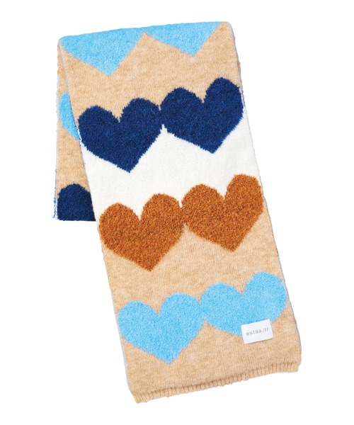 estaa（エスタ）の「ニットマフラー 洗える "ハート フラワー"（マフラー・レディース・ブルー/ダークブルー/ベージュ/ダークネイビー/ダークブラウン/ライトグレー/ライトベージュ/ブラック/グレー・FREE）」の12枚目の写真