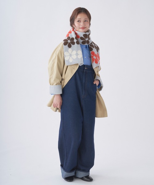 estaa（エスタ）の「ニットマフラー 洗える "ハート フラワー"（マフラー・レディース・ブルー/ダークブルー/ベージュ/ダークネイビー/ダークブラウン/ライトグレー/ライトベージュ/ブラック/グレー・FREE）」の22枚目の写真