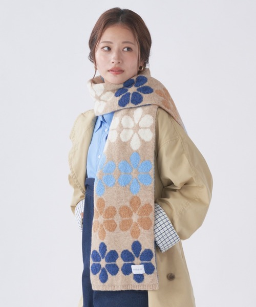 estaa（エスタ）の「ニットマフラー 洗える "ハート フラワー"（マフラー・レディース・ブルー/ダークブルー/ベージュ/ダークネイビー/ダークブラウン/ライトグレー/ライトベージュ/ブラック/グレー・FREE）」の17枚目の写真
