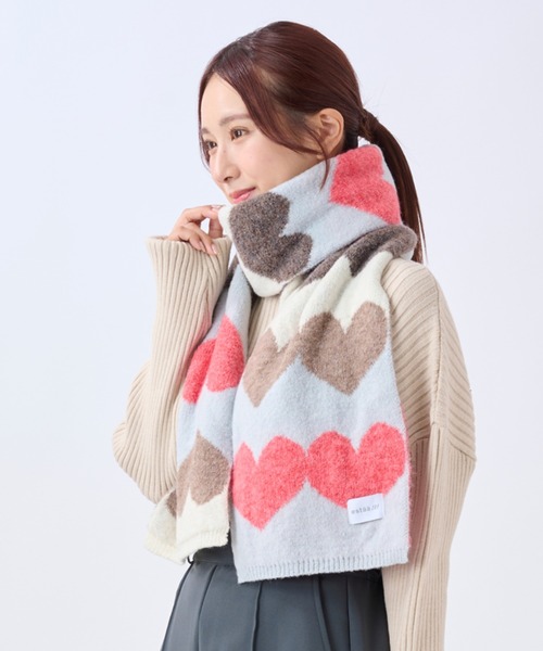 ニットマフラー 洗える 'ハート フラワー'（マフラー）｜estaa（エスタ