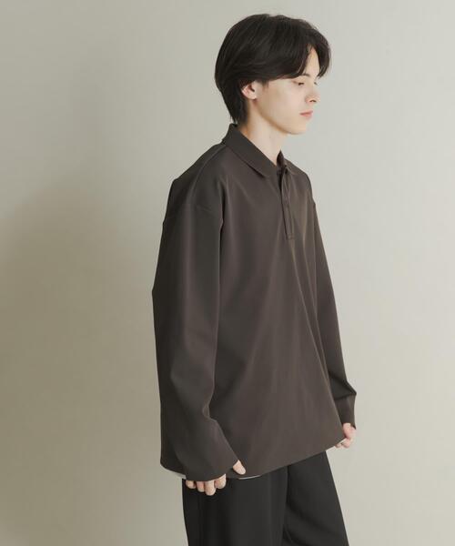 SENSE OF PLACE by URBAN RESEARCH（センスオブプレイスバイアーバンリサーチ）の「カノコルーズロングスリーブポロシャツ（ポロシャツ・メンズ・ブラック/ブラウン/グリーン・MEDIUM/LARGE）」の3枚目の写真