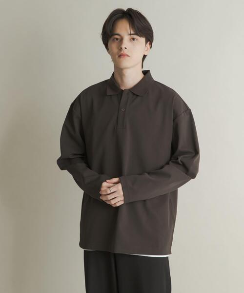 COLLAR LESS POLO カラーレスロングスリーブポロシャツ セール】カノコルーズロングスリーブポロシャツ（ポロシャツ）｜SENSE