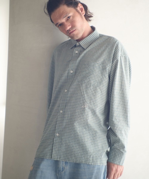 ADAM PATEK(アダムパテック)の「ms6231-small check wide shirt シャツ(AP2525008)(シャツ/ブラウス・メンズ・ブラック/グリーン・1/2)」の5枚目の写真