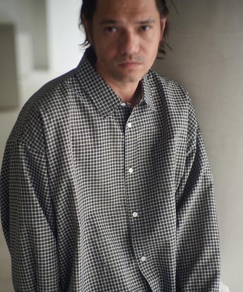 ADAM PATEK(アダムパテック)の「ms6231-small check wide shirt シャツ(AP2525008)(シャツ/ブラウス・メンズ・ブラック/グリーン・1/2)」の10枚目の写真