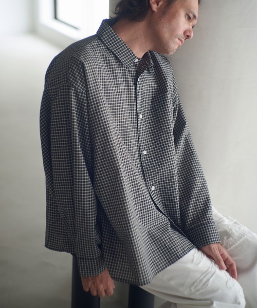 ADAM PATEK(アダムパテック)の「ms6231-small check wide shirt シャツ(AP2525008)(シャツ/ブラウス・メンズ・ブラック/グリーン・1/2)」の12枚目の写真