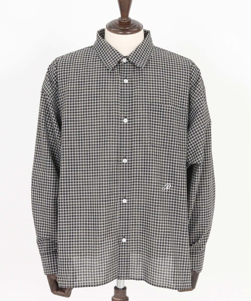 ADAM PATEK(アダムパテック)の「ms6231-small check wide shirt シャツ(AP2525008)(シャツ/ブラウス・メンズ・ブラック/グリーン・1/2)」の19枚目の写真