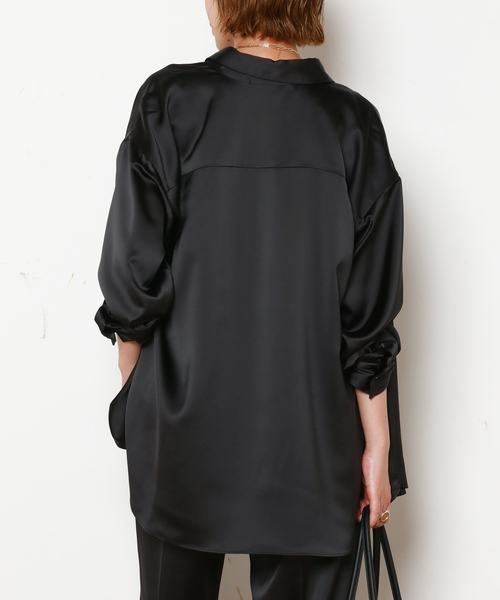 AP STUDIO(エーピーストゥディオ)の「サテンシャツ(シャツ/ブラウス・レディース・ブラック/チョコ・FREE)」の13枚目の写真