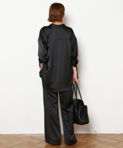 AP STUDIO(エーピーストゥディオ)の「サテンシャツ(シャツ/ブラウス・レディース・ブラック/チョコ・FREE)」の16枚目の写真