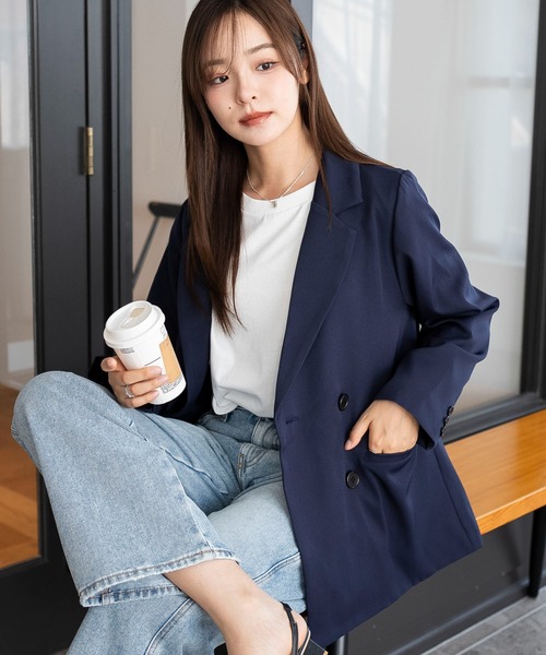 WEGO（ウィゴー）の「WEGO/【ZOZO限定・26年春再入荷！】ダブルボタンテーラードジャケット（テーラードジャケット・レディース・ネイビー/グレー/ブラウン/アイボリー・FREE）」の18枚目の写真