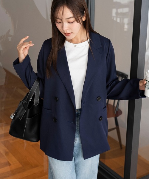 WEGO（ウィゴー）の「WEGO/【ZOZO限定・26年春再入荷！】ダブルボタンテーラードジャケット（テーラードジャケット・レディース・ネイビー/グレー/ブラウン/アイボリー・FREE）」の5枚目の写真