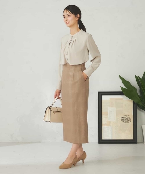 a.v.v（アーヴェヴェ）の「ラメチェックナロースカート（スカート・レディース・チャコールグレー/モカ・36/38）」の7枚目の写真