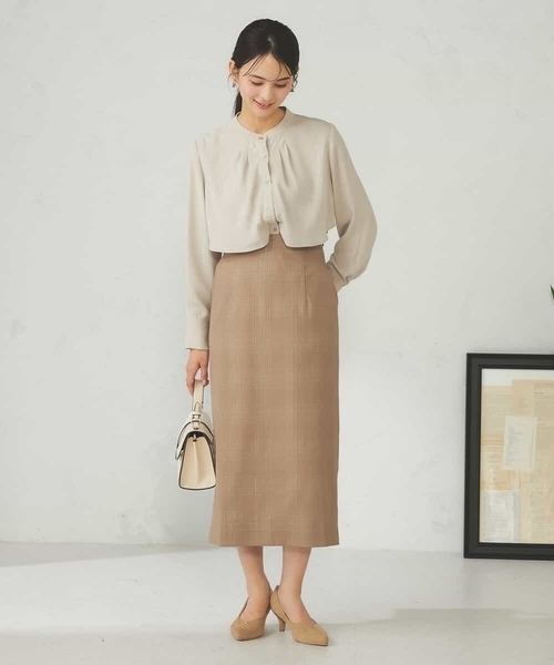 a.v.v（アーヴェヴェ）の「ラメチェックナロースカート（スカート・レディース・チャコールグレー/モカ・36/38）」の12枚目の写真