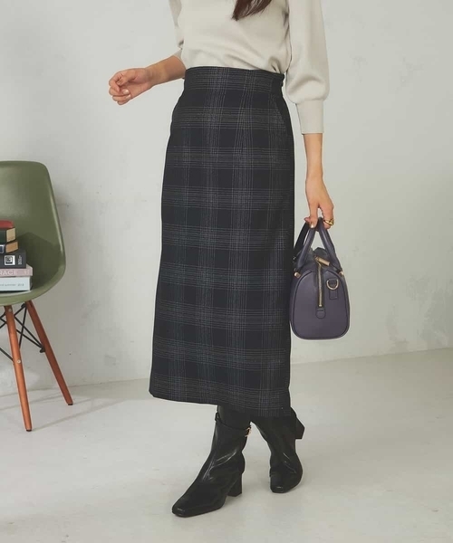 a.v.v（アーヴェヴェ）の「ラメチェックナロースカート（スカート・レディース・チャコールグレー/モカ・36/38）」の15枚目の写真