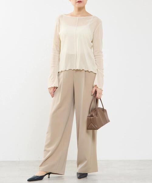 SOFFITTO（ソフィット）の「シアーチュールボートネックフロッキー加工インナー（Tシャツ/カットソー・レディース・オフホワイト/グレー/ブラック・FREE）」の16枚目の写真