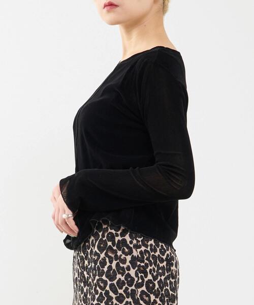 SOFFITTO（ソフィット）の「シアーチュールボートネックフロッキー加工インナー（Tシャツ/カットソー・レディース・オフホワイト/グレー/ブラック・FREE）」の8枚目の写真