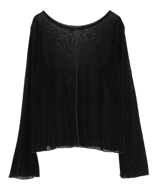 SOFFITTO（ソフィット）の「シアーチュールボートネックフロッキー加工インナー（Tシャツ/カットソー・レディース・オフホワイト/グレー/ブラック・FREE）」の14枚目の写真