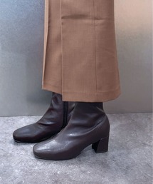 晴雨兼用チャンキーヒールストレッチショートブーツ