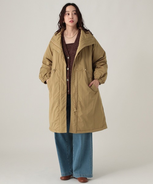 Elura（エルーラ）の「スタンドカラー中綿コート/571754（ダウンジャケット/コート・レディース・キャメル/ブラック・FREE）」の7枚目の写真