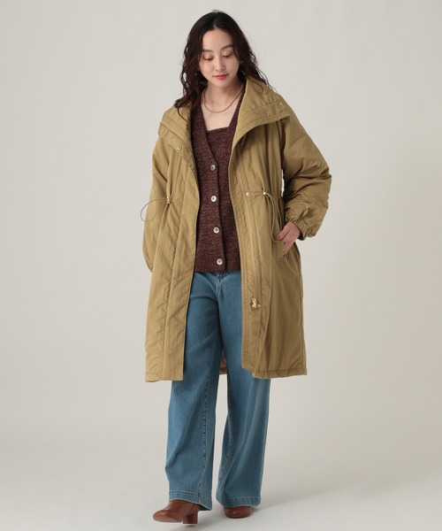 Elura（エルーラ）の「スタンドカラー中綿コート/571754（ダウンジャケット/コート・レディース・キャメル/ブラック・FREE）」の9枚目の写真