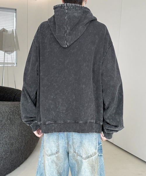 FVLMEN（フルメン）の「【FVLMEN】logo embroidery snow wash short W zip parka/ロゴ 刺繍 スノー ウォッシュ 短丈 ダブル ジップ パーカー（パーカー・メンズ・チャコールグレー/ブラック/ピンク・MEDIUM/LARGE）」の14枚目の写真