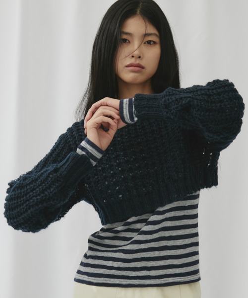 セール】モヘアライクショート丈ニットプルオーバー（ニット/セーター