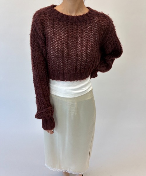 セール】モヘアライクショート丈ニットプルオーバー（ニット/セーター