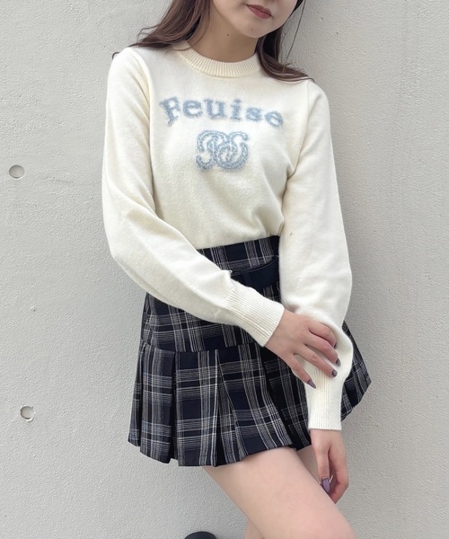 one way（ワンウェイ）の「フェザーロゴニット（ニット/セーター・レディース・ベージュ/ネイビー/ホワイト/ピンク・FREE）」の2枚目の写真