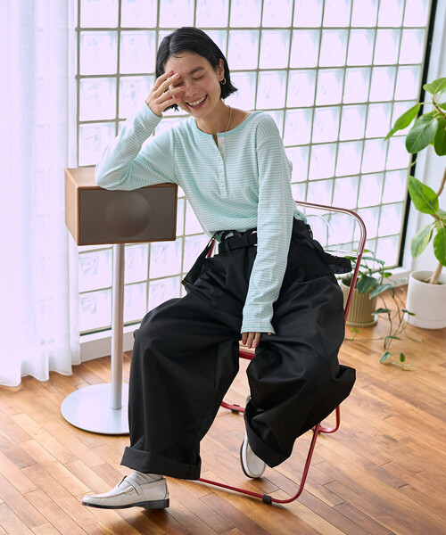 FREAK'S STORE(フリークスストア)の「<新色追加>調温素材 INKEEP ヘンリーネックトップス/インキープ ヘンリーネックロンT(Tシャツ/カットソー・レディース・レッド/オフホワイト/その他/ブラック/その他15/ブルーグリーン・フリ-)」の13枚目の写真