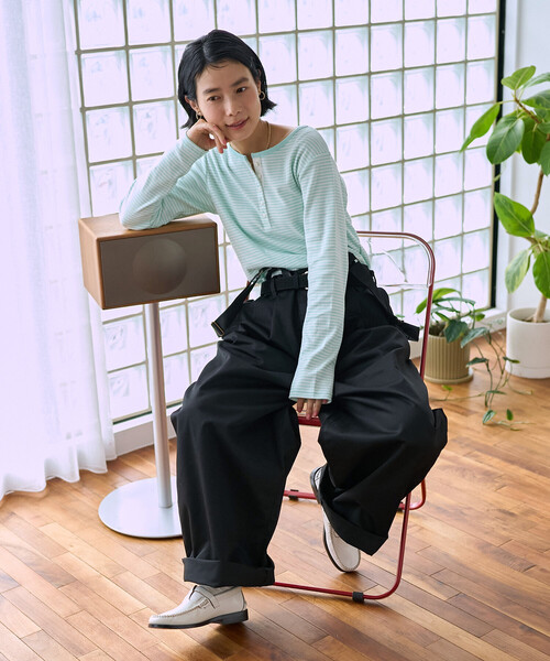 FREAK'S STORE(フリークスストア)の「<新色追加>調温素材 INKEEP ヘンリーネックトップス/インキープ ヘンリーネックロンT(Tシャツ/カットソー・レディース・レッド/オフホワイト/その他/ブラック/その他15/ブルーグリーン・フリ-)」の14枚目の写真