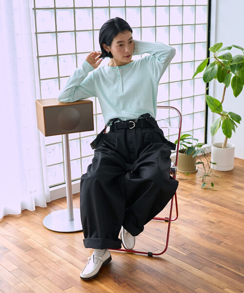 FREAK'S STORE(フリークスストア)の「<新色追加>調温素材 INKEEP ヘンリーネックトップス/インキープ ヘンリーネックロンT(Tシャツ/カットソー・レディース・レッド/オフホワイト/その他/ブラック/その他15/ブルーグリーン・フリ-)」の15枚目の写真