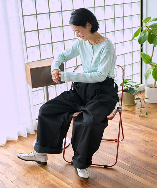 FREAK'S STORE(フリークスストア)の「<新色追加>調温素材 INKEEP ヘンリーネックトップス/インキープ ヘンリーネックロンT(Tシャツ/カットソー・レディース・レッド/オフホワイト/その他/ブラック/その他15/ブルーグリーン・フリ-)」の16枚目の写真
