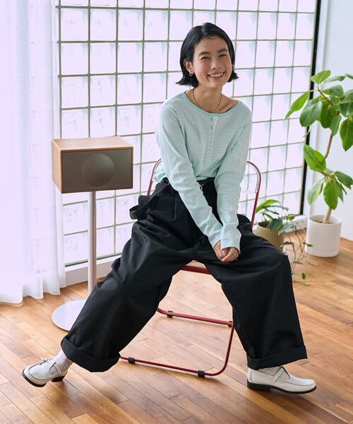 FREAK'S STORE(フリークスストア)の「<新色追加>調温素材 INKEEP ヘンリーネックトップス/インキープ ヘンリーネックロンT(Tシャツ/カットソー・レディース・レッド/オフホワイト/その他/ブラック/その他15/ブルーグリーン・フリ-)」の19枚目の写真