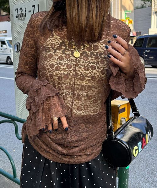 CIAOPANIC(チャオパニック)の「袖ティアードシャーリングレーストップス(Tシャツ/カットソー・レディース・オフホワイト/ブラック/アイボリー/ブラウン・ONE SIZE)」の19枚目の写真