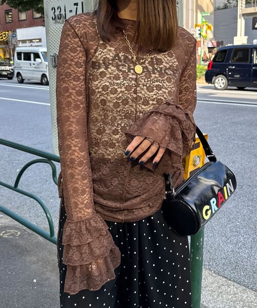 CIAOPANIC(チャオパニック)の「袖ティアードシャーリングレーストップス(Tシャツ/カットソー・レディース・オフホワイト/ブラック/アイボリー/ブラウン・ONE SIZE)」の14枚目の写真