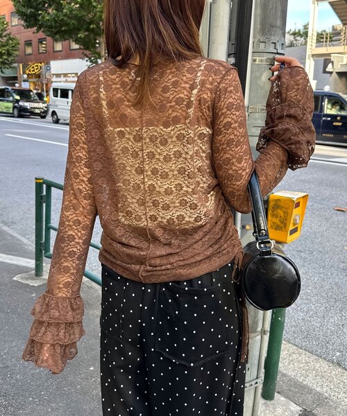 CIAOPANIC(チャオパニック)の「袖ティアードシャーリングレーストップス(Tシャツ/カットソー・レディース・オフホワイト/ブラック/アイボリー/ブラウン・ONE SIZE)」の16枚目の写真