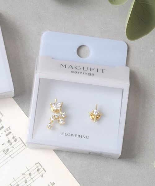 Flowering(フラワーリング)の「【MAGUFIT】星座×ダイヤ風/マグネットイヤリング(イヤリング・レディース・ゴールド系1/シルバー/シルバー系1/ゴールド・FREE)」の1枚目の写真