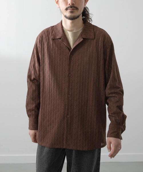 ITEMS URBANRESEARCH(アイテムズ アーバンリサーチ)の「ジオメレースオープンカラーシャツ(シャツ/ブラウス・メンズ・ブラウン/オリーブ/ブラック・LARGE/MEDIUM)」の1枚目の写真
