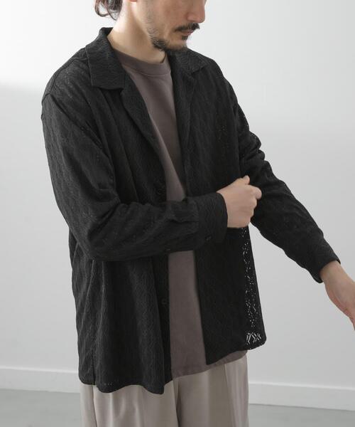ITEMS URBANRESEARCH(アイテムズ アーバンリサーチ)の「ジオメレースオープンカラーシャツ(シャツ/ブラウス・メンズ・ブラウン/オリーブ/ブラック・LARGE/MEDIUM)」の2枚目の写真