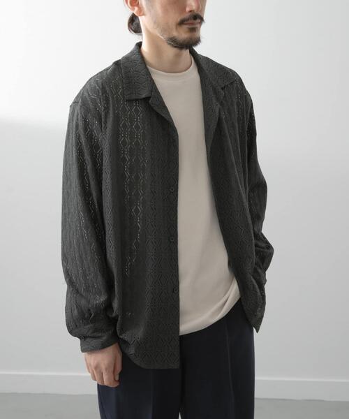 ITEMS URBANRESEARCH(アイテムズ アーバンリサーチ)の「ジオメレースオープンカラーシャツ(シャツ/ブラウス・メンズ・ブラウン/オリーブ/ブラック・LARGE/MEDIUM)」の4枚目の写真