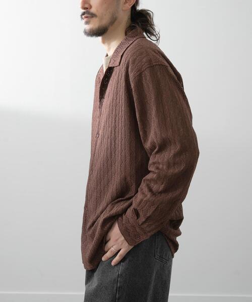 ITEMS URBANRESEARCH(アイテムズ アーバンリサーチ)の「ジオメレースオープンカラーシャツ(シャツ/ブラウス・メンズ・ブラウン/オリーブ/ブラック・LARGE/MEDIUM)」の12枚目の写真