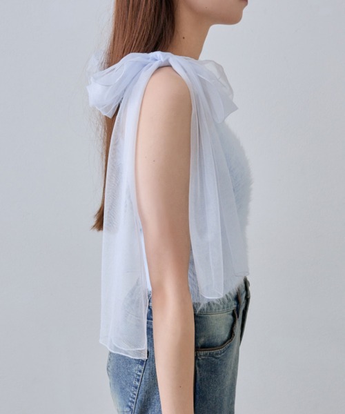 OLIVE des OLIVE（オリーブデオリーブ）の「肩リボンキャミ（キャミソール・レディース・オフホワイト/サックスブルー/ピンク/ブラウン・FREE）」の15枚目の写真