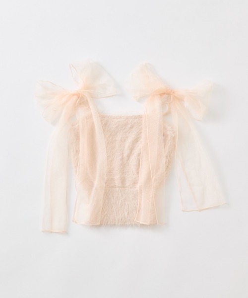 OLIVE des OLIVE（オリーブデオリーブ）の「肩リボンキャミ（キャミソール・レディース・オフホワイト/サックスブルー/ピンク/ブラウン・FREE）」の20枚目の写真