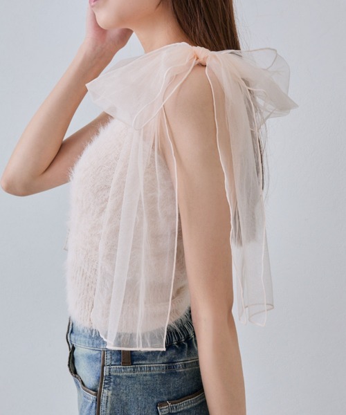 OLIVE des OLIVE（オリーブデオリーブ）の「肩リボンキャミ（キャミソール・レディース・オフホワイト/サックスブルー/ピンク/ブラウン・FREE）」の22枚目の写真